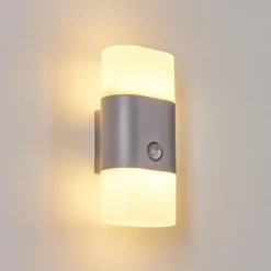 Applique murale d'extérieur Belerda LED Gris, 2 lumières, Détecteur de mouvement