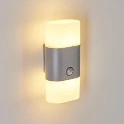 Applique murale d'extérieur Belerda LED Gris, 2 lumières, Détecteur de mouvement