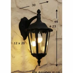Applique murale d'extérieur Konstsmide FIRENZE Noir, Transparent, 1 lumière