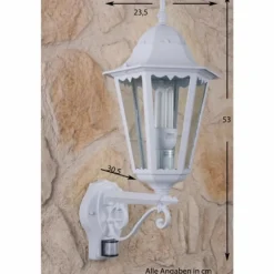 Applique murale d'extérieur LUTEC BRISTOL Transparent, Blanc, 1 lumière, Détecteur de mouvement