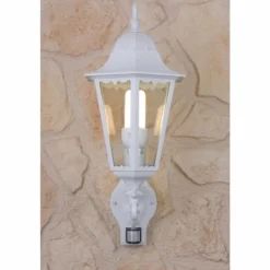 Applique murale d'extérieur LUTEC BRISTOL Transparent, Blanc, 1 lumière, Détecteur de mouvement