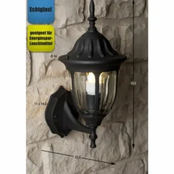Applique murale d'extérieur Rabalux Milano Noir, Transparent, 1 lumière