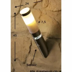 Applique murale d'extérieur Brilliant Bole Acier inoxydable, 1 lumière, Détecteur de mouvement