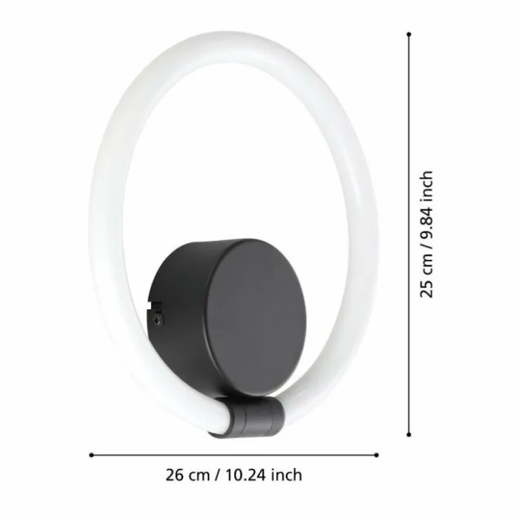 Luminaires Eglo Appliques|Applique murale Eglo CARANACOA LED Noir, 1 lumière