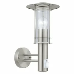 Applique murale Eglo LISIO Acier inoxydable, 1 lumière, Détecteur de mouvement