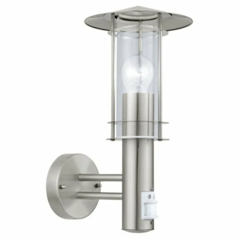 Applique murale Eglo LISIO Acier inoxydable, 1 lumière, Détecteur de mouvement