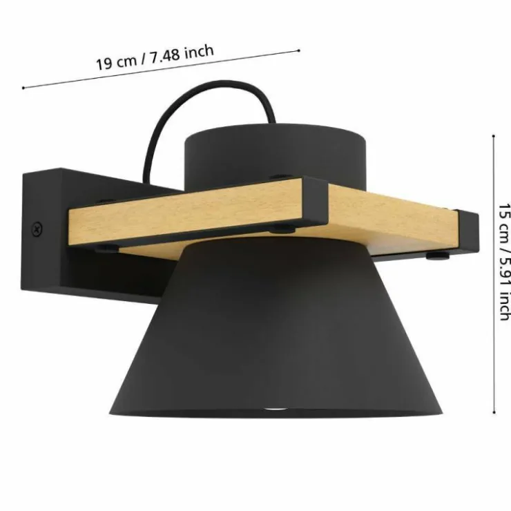 Luminaires Eglo Appliques|Applique murale Eglo MACCLES Noir, 1 lumière