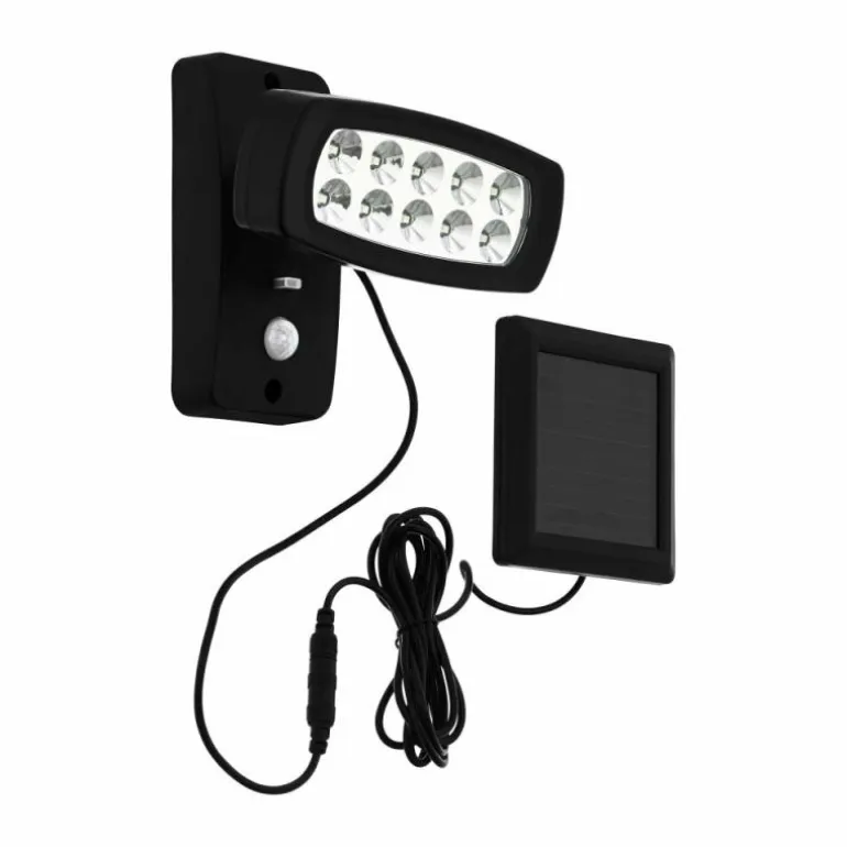 Applique murale EGLO PALIZZI LED Noir, 1 lumière, Détecteur de mouvement