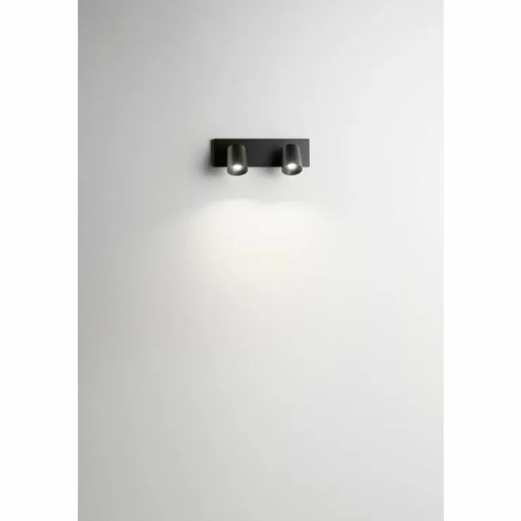 Luminaires Fabas Luce Spots Et Projecteurs|Applique murale Fabas Luce Modo Noir, 2 lumières