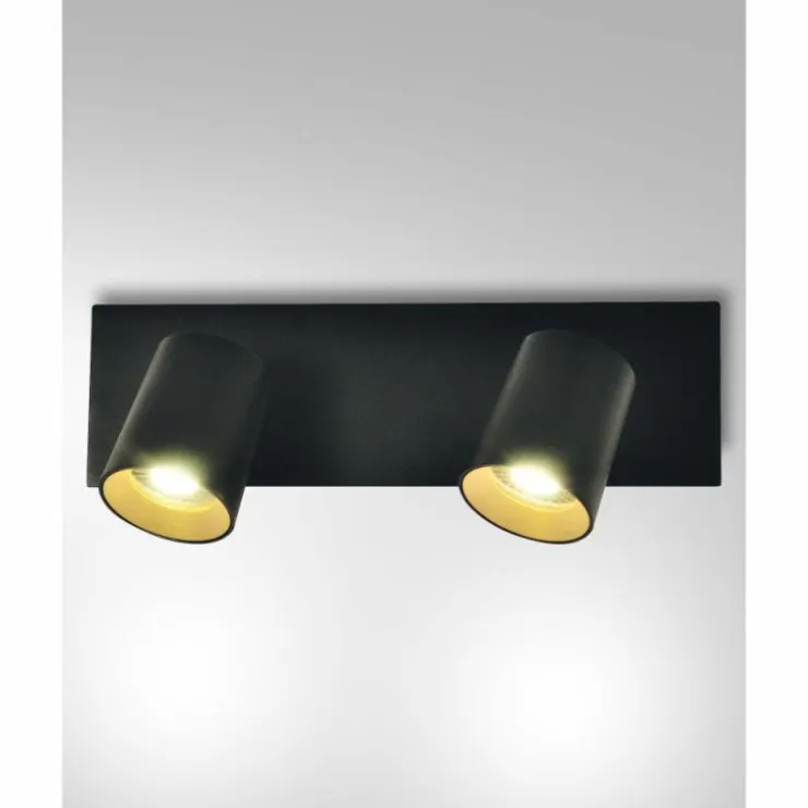 Luminaires Fabas Luce Spots Et Projecteurs|Applique murale Fabas Luce Modo Noir, 2 lumières