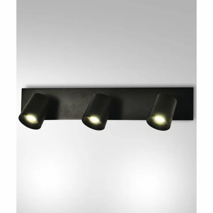 Luminaires Fabas Luce Spots Et Projecteurs|Applique murale Fabas Luce Modo Noir, 3 lumières