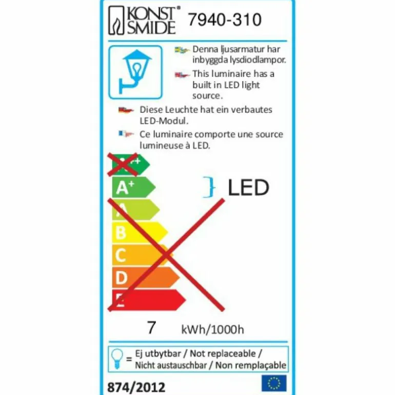 Applique murale Konstsmide Cremona LED Gris, 2 lumières