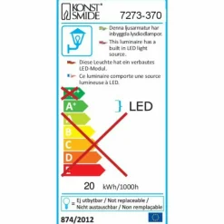 Applique murale Konstsmide Asti LED Anthracite, 30 lumières