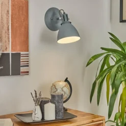 hofstein Appliques|Applique murale Koppom Bleu, Gris, 1 lumière