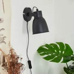 hofstein Appliques|Applique murale Leiwoma Noir, 1 lumière
