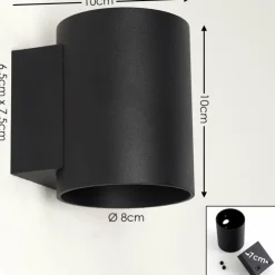 hofstein Appliques|Applique murale Letsbo Noir, 1 lumière