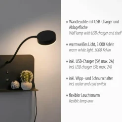 Luminaires Leuchten Direkt Éclairage Led|Applique murale Leuchten-Direkt BOARD LED Noir, 1 lumière