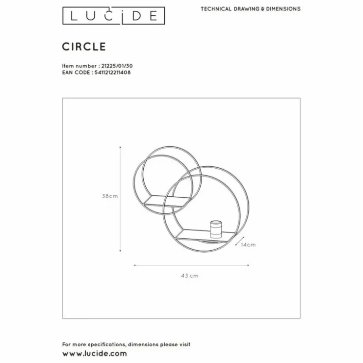 Luminaires Lucide Appliques|Applique murale Lucide CIRCLE Noir, 1 lumière