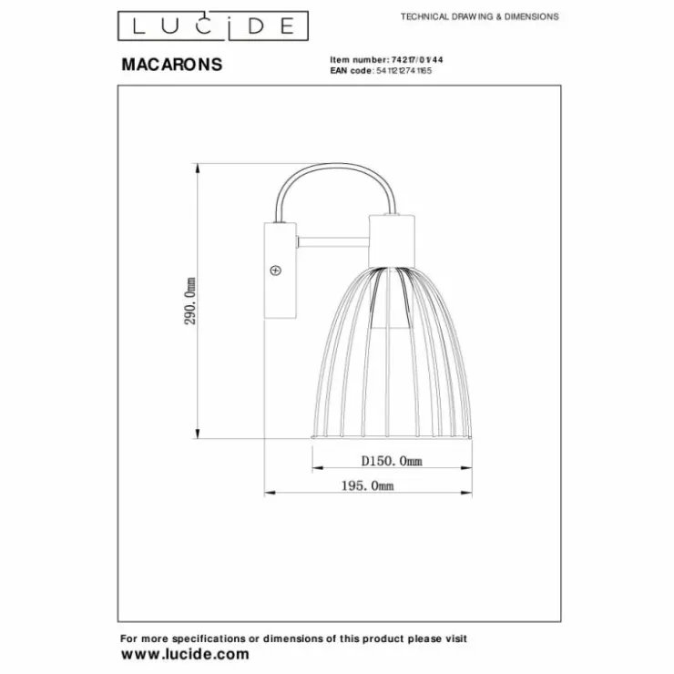 Luminaires Lucide Appliques|Applique murale Lucide MACARONS Jaune, 1 lumière