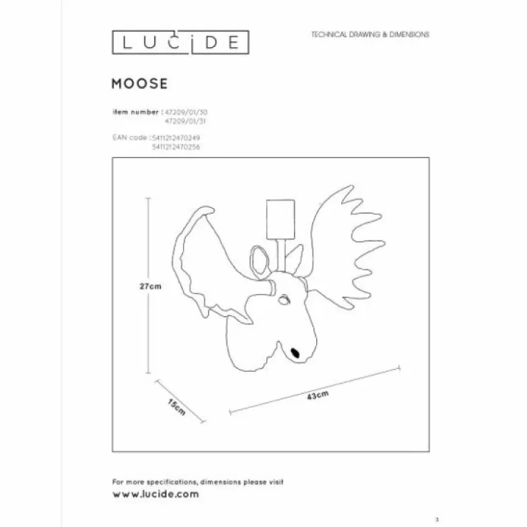 Luminaires Lucide Appliques|Applique murale Lucide MOOSE Blanc, 1 lumière