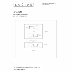 Luminaires Lucide Appliques|Applique murale Lucide OVALIS Noir, 2 lumières