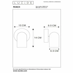 Luminaires Lucide Spots Et Projecteurs|Applique murale Lucide PUNCH Blanc, 1 lumière