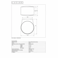 Luminaires Lucide Éclairage Led|Applique murale Lucide RAYEN LED Noir, 1 lumière