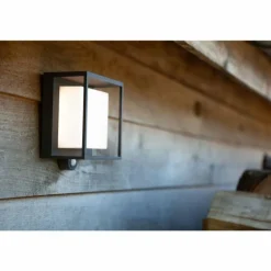 Applique murale Lutec Curtis Solar LED Anthracite, 1 lumière, Détecteur de mouvement
