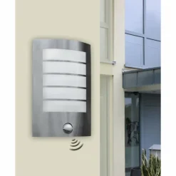 Applique murale Lutec SLIM LED Acier inoxydable, 1 lumière, Détecteur de mouvement