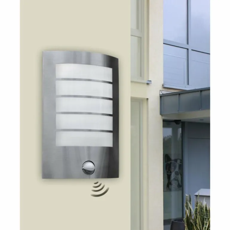 Applique murale Lutec SLIM LED Acier inoxydable, 1 lumière, Détecteur de mouvement