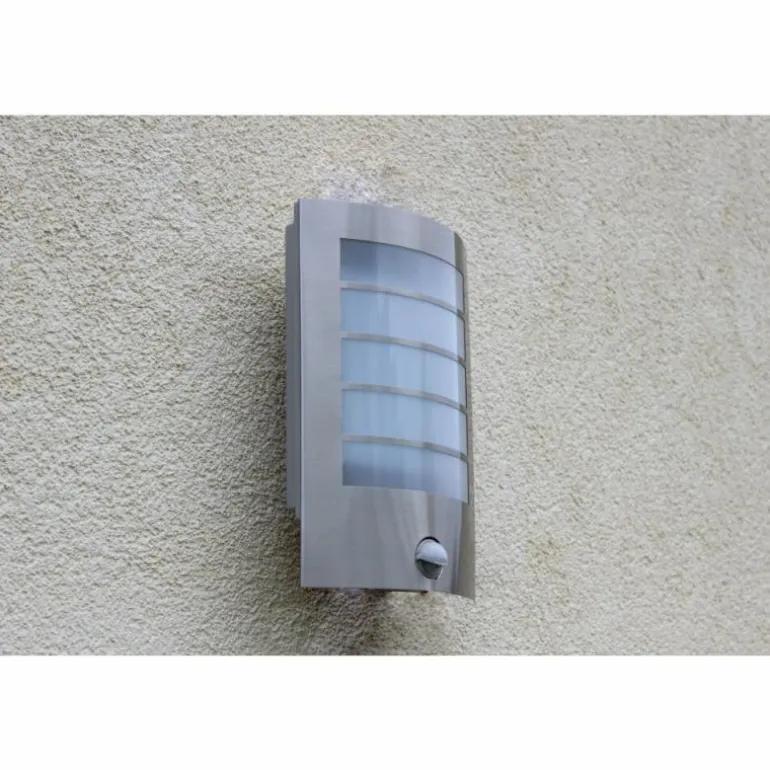 Applique murale Lutec SLIM LED Acier inoxydable, 1 lumière, Détecteur de mouvement