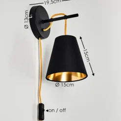 hofstein Appliques|Applique murale Saillon Noir, 1 lumière