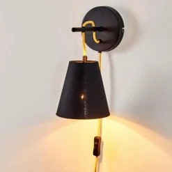 hofstein Appliques|Applique murale Saillon Noir, 1 lumière