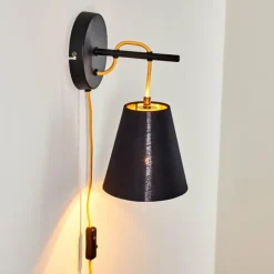 hofstein Appliques|Applique murale Saillon Noir, 1 lumière