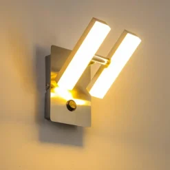 Luminaires Leuchten Direkt Appliques|Applique murale Sakami LED Nickel mat, 2 lumières
