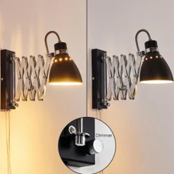 hofstein Appliques|Applique murale Stranderott Chrome, Noir, 1 lumière
