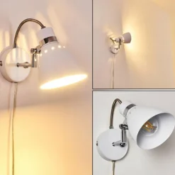 hofstein Appliques|Applique murale Stranderott Chrome, Blanc, 1 lumière
