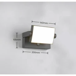 Applique murale Trio KANSAS LED Anthracite, 1 lumière, Détecteur de mouvement