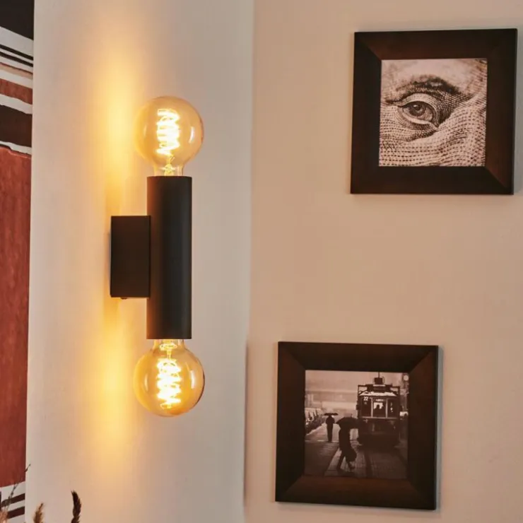 hofstein Appliques|Applique murale Tulla Noir, 2 lumières