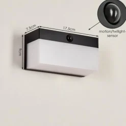 applique solaire Malalhue LED Noir, 1 lumière, Détecteur de mouvement