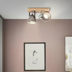 Luminaires Brilliant Spots Et Projecteurs|Barre de spots Brilliant Carmen Wood Acier inoxydable, 2 lumières