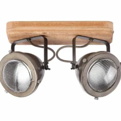 Luminaires Brilliant Spots Et Projecteurs|Barre de spots Brilliant Carmen Wood Acier inoxydable, 2 lumières