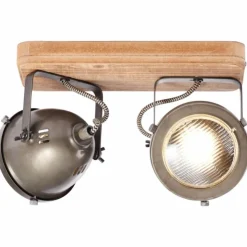 Luminaires Brilliant Spots Et Projecteurs|Barre de spots Brilliant Carmen Wood Acier inoxydable, 2 lumières