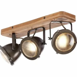Luminaires Brilliant Spots Et Projecteurs|Barre de spots Brilliant Carmen Wood Acier inoxydable, 3 lumières