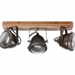 Luminaires Brilliant Spots Et Projecteurs|Barre de spots Brilliant Carmen Wood Acier inoxydable, 3 lumières
