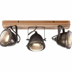 Luminaires Brilliant Spots Et Projecteurs|Barre de spots Brilliant Carmen Wood Acier inoxydable, 3 lumières