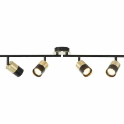 Luminaires Brilliant Spots Et Projecteurs|Barre de spots Brilliant Maribel Laiton, Noir, 4 lumières