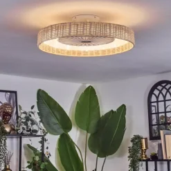 Benasal Plafonnier, Ventilateur de plafond lumineux Écru, Blanc, 1 lumière, Télécommandes