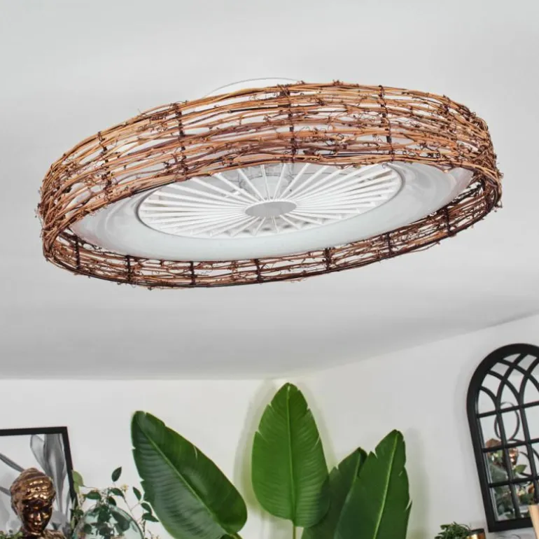 Benasal Plafonnier, Ventilateur de plafond lumineux Écru, Blanc, 1 lumière, Télécommandes
