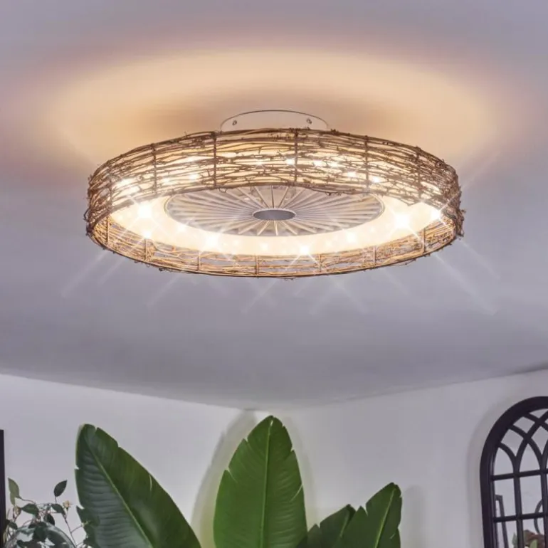 Benasal Plafonnier, Ventilateur de plafond lumineux Écru, Blanc, 1 lumière, Télécommandes